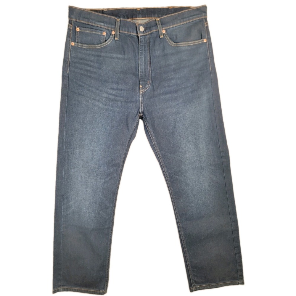 Levis 505 Regular Fit Straight Jeans Mens 38x30 Dark Wash Stretch Denim Blue